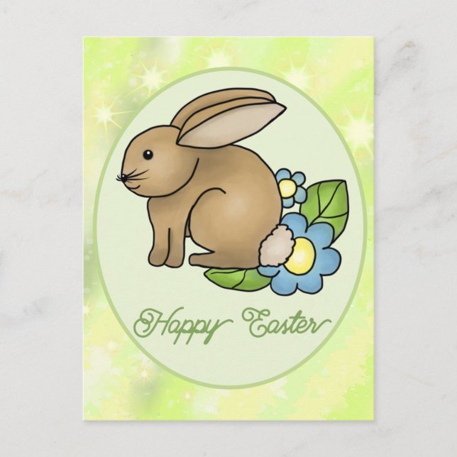 Postal Hase mit Blumen  postkarte (Anverso)