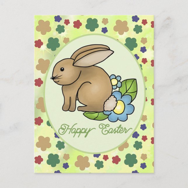 Postal Hase mit Blumen  postkarte (Anverso)
