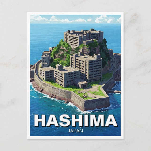 Postal Hashima Japón Isla de Batalla Gunkanjima Viaje (Anverso)