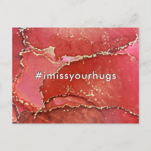 Postal Hashtag Extraño Tus Abrazos Red & Gold Liquid Art