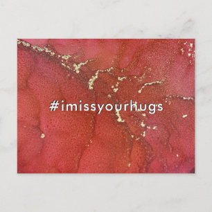 Postal Hashtag Extraño Tus Abrazos Red & Gold Liquid Art