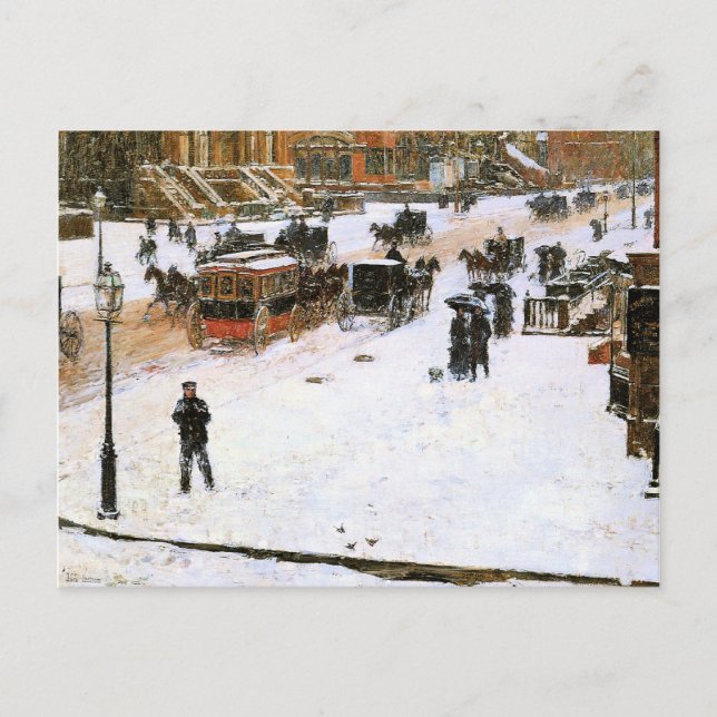 Postal Hassam - Quinta Avenida en Invierno (Anverso)