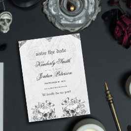 Postal Hasta la muerte nos hacemos parte Boda gótico negr