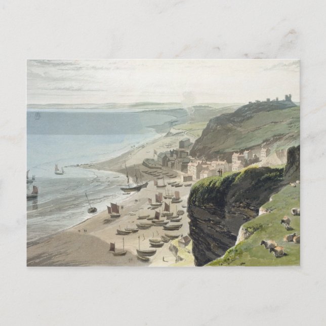 Postal Hastings, del East Cliff, de 'A Voyage Arou' (Anverso)