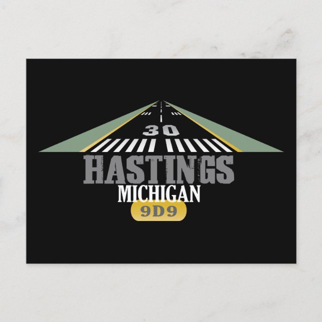 Postal Hastings MI - Airport Runway (Anverso)