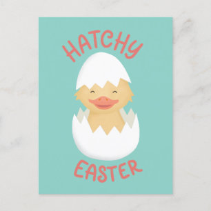 Postal Hatchy Easter linda chica de incubación