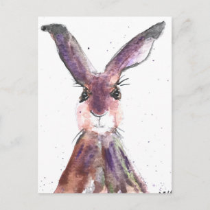 Postal Hate acuarela animal lindo conejo bosque