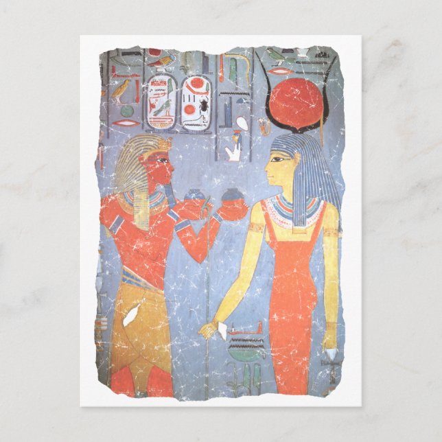 Postal Hathor y Horemheb (Anverso)