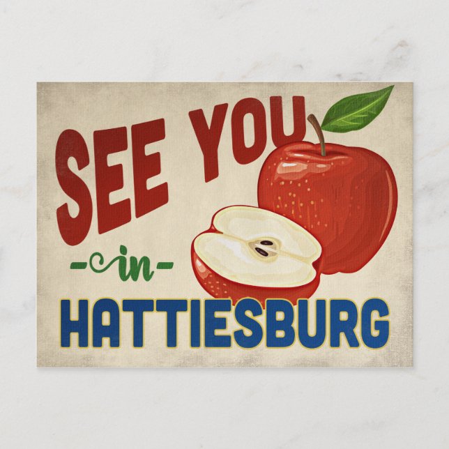 Postal Hattiesburg Mississippi Apple - Viaje Vintage (Anverso)