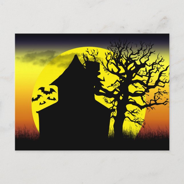 Postal Haunted House Sunset Postcard (Anverso)
