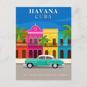 Postal Havana Cuba Coche de Viaje Antiguo