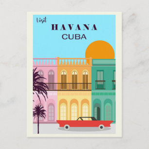 Postal Havanna Vintage Cuba Viajes Coloridos