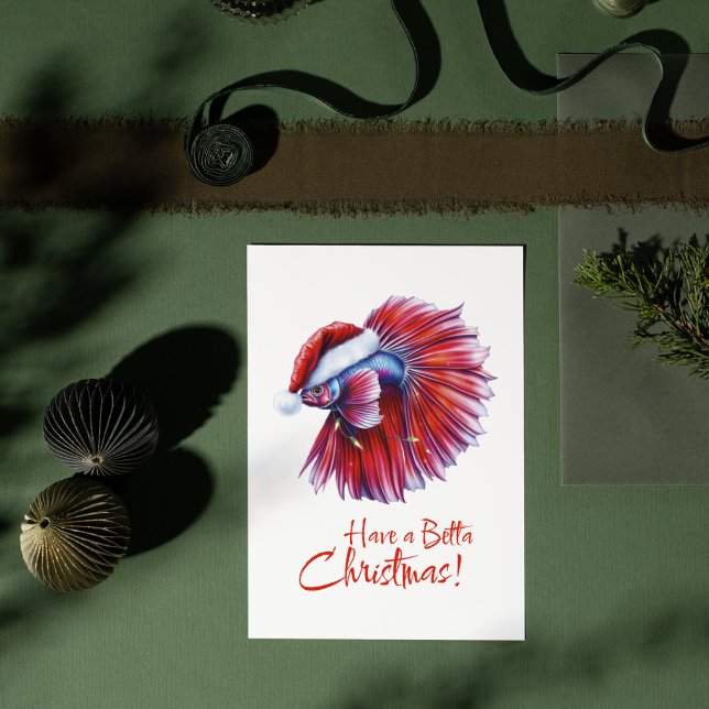 Postal Have a Betta Christmas Funny Santa Fish Lover Pun  (Subido por el creador)