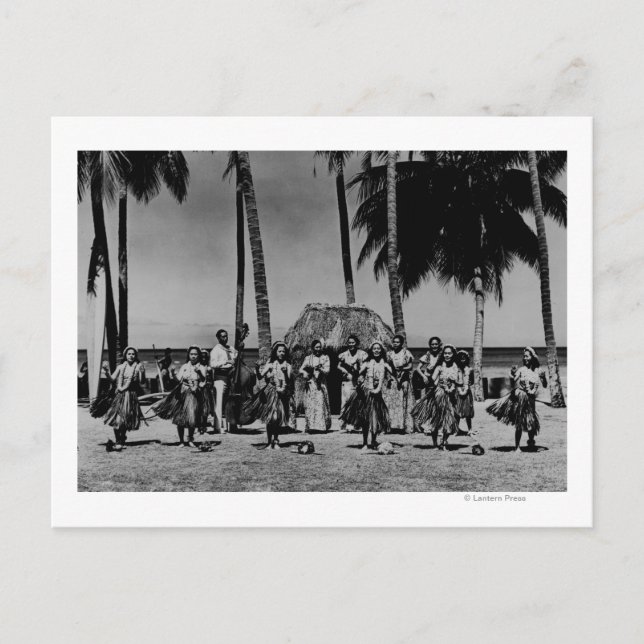 Postal Hawái - Baile de la línea de Chicas hula (Anverso)