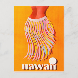 Postal Hawái, chica hula, viaje vintage