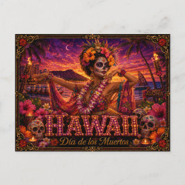Postal Hawái Día de los Muertos Retro