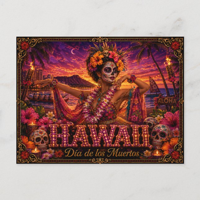Postal Hawái Día de los Muertos Retro (Anverso)