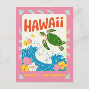 Postal Hawái USA Tortuga Marina Hibisco Mahalo Vintage