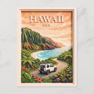 Postal Hawái Viaje por carretera USA Texto 3D Paisaje Tex