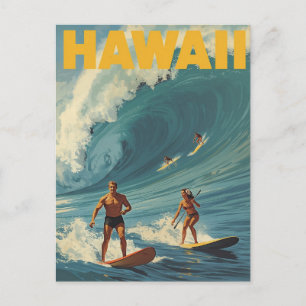 Postal Hawái Viajes Vintage de Surf