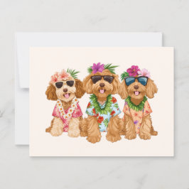 Postal Hawaian Goldendoodle Dogs Flower Lei