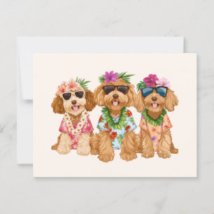Postal Hawaian Goldendoodle Dogs Flower Lei