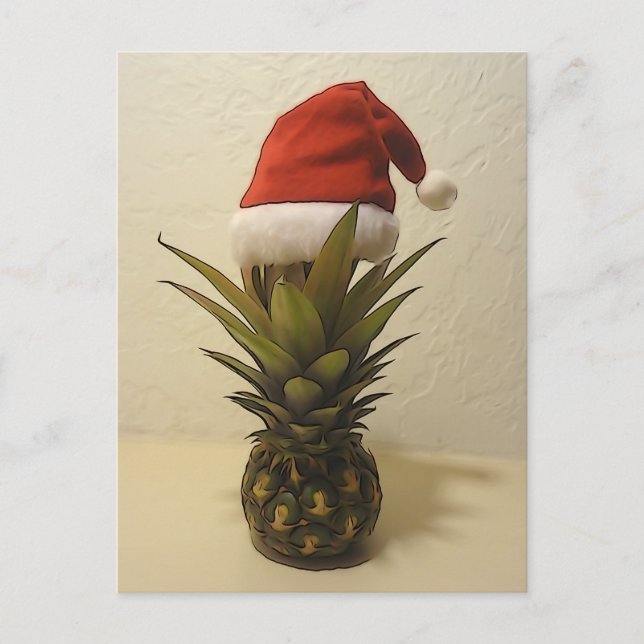 Postal hawaiana del gorra de Santa de la piña (Anverso)