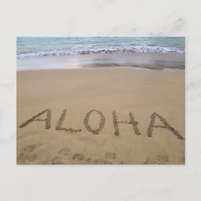 Postal Hawaiana en la playa (Anverso)