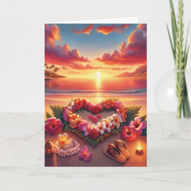 Postal hawaiana romántica personalizado (Anverso)