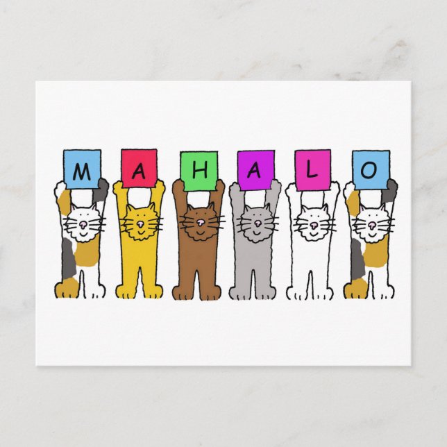 Postal Hawaiano gracias a los gatos Personalizados Mahalo (Anverso)