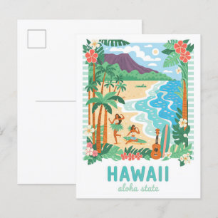 Postal Hawaii Aloha State Estados Unidos Viaje en verano