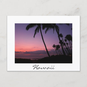 Postal Hawaii blanco rosa y morado