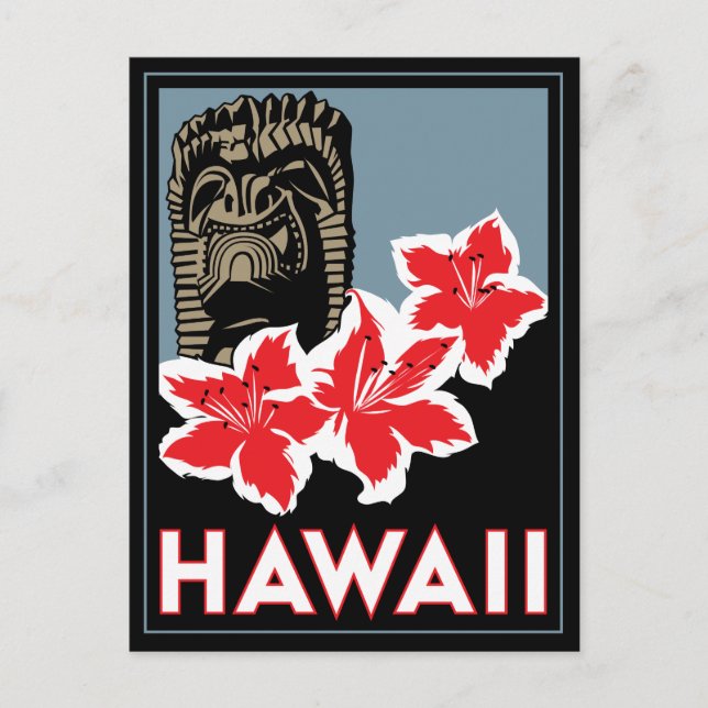 Postal hawaii estados unidos ee.uu. art deco retro viajar (Anverso)