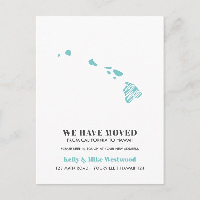 Postal HAWAII Hemos movido nueva dirección Nueva casa (Anverso)