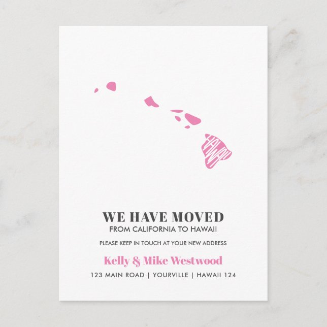 Postal HAWAII Hemos movido nueva dirección Nueva casa (Anverso)