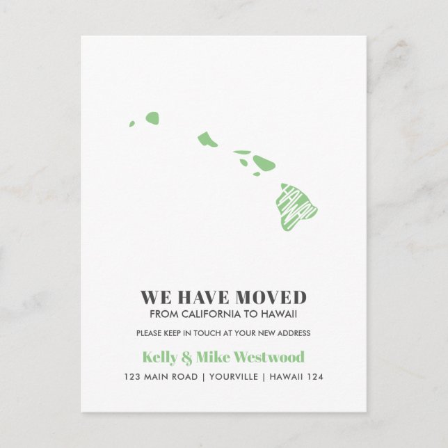 Postal HAWAII Nos hemos mudado Nueva dirección Nueva Casa (Anverso)