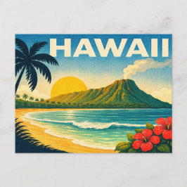 Postal Hawaii Retro Travel Postcard