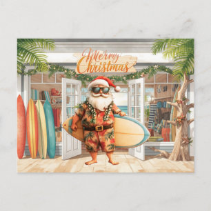 Postal Hawaii Santa Claus está sosteniendo la Navidad de