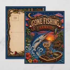 Postal Hawaii Se Fue a Pescar Marlín Azul