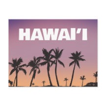 Hawaii Sunset Palm Tree Gradient Sky Postcard 