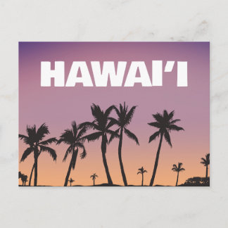 Postal Hawaii Sunset Palm Tree Gradient Sky Postcard 