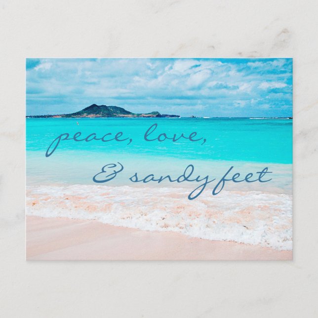 Postal Hawaii Tropical Beach Peace Love Sandy Feet Script (Anverso)