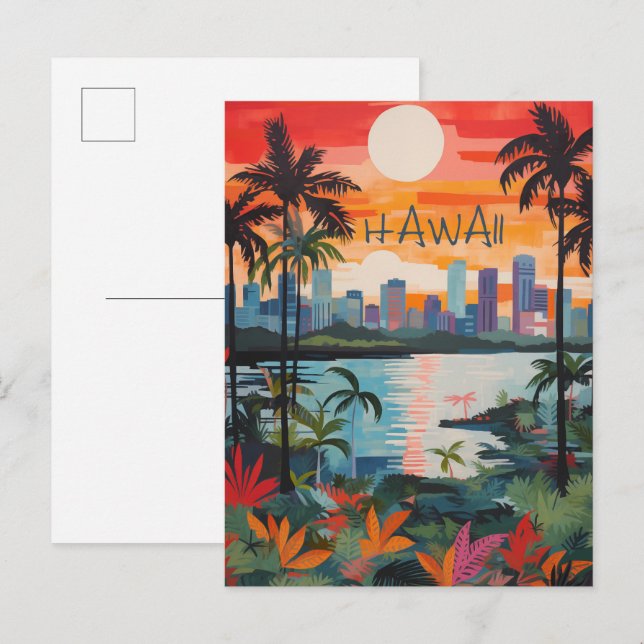 Postal Hawaii USA Travel City Painting Aesthetic (Anverso / Reverso)