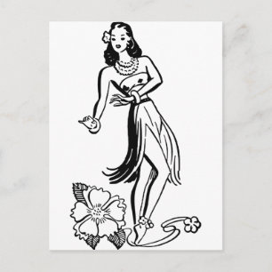 Postal Hawaiian Hula Chica