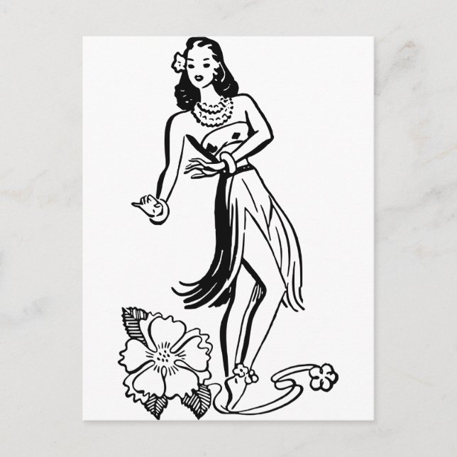 Postal Hawaiian Hula Chica (Anverso)