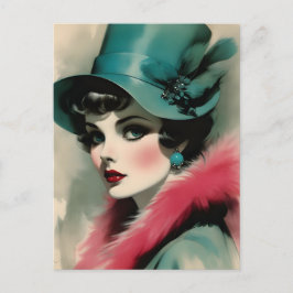 Postal Hay algo acerca de los ilustrados de moda de época