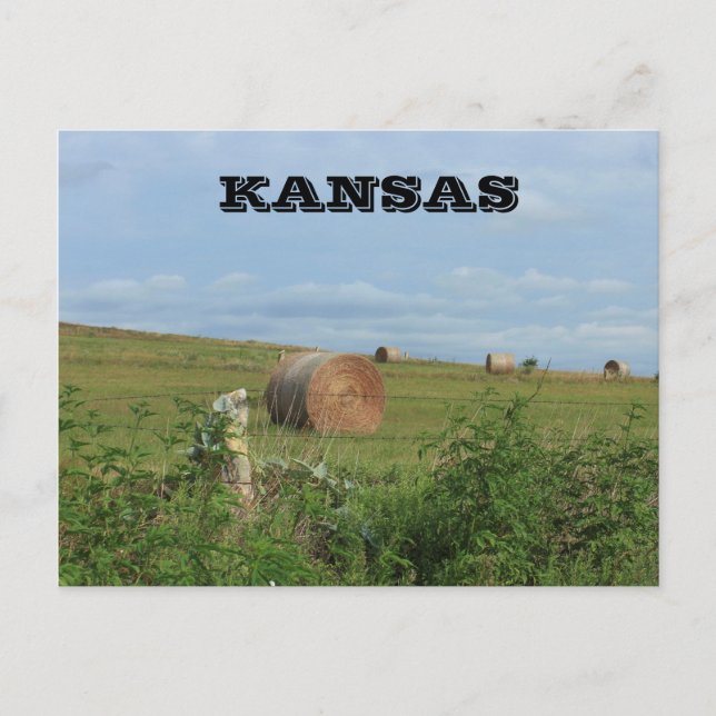 Postal Hay Bale de Kansas Country en una carta de campo (Anverso)