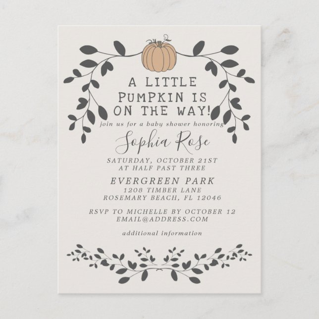 Postal Hay una pequeña calabaza en camino de la ducha neu (Anverso)