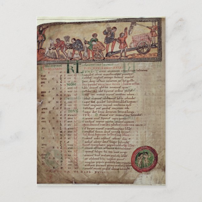 Postal Hay y arado, de un calendario (Anverso)