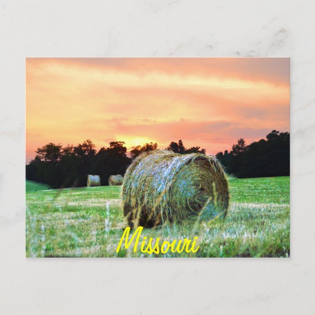 Postal haybales al atardecer (Anverso)
